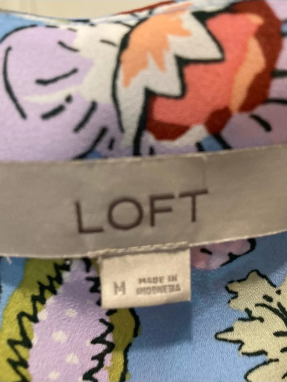 LOFT Light Blue Floral Puff-Sleeve Blouse